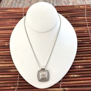 Brighton Silver Scroll Square Pendant Necklace